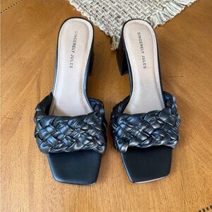 Sincerely Jules Black Braided Heeled Sandals, Size 8